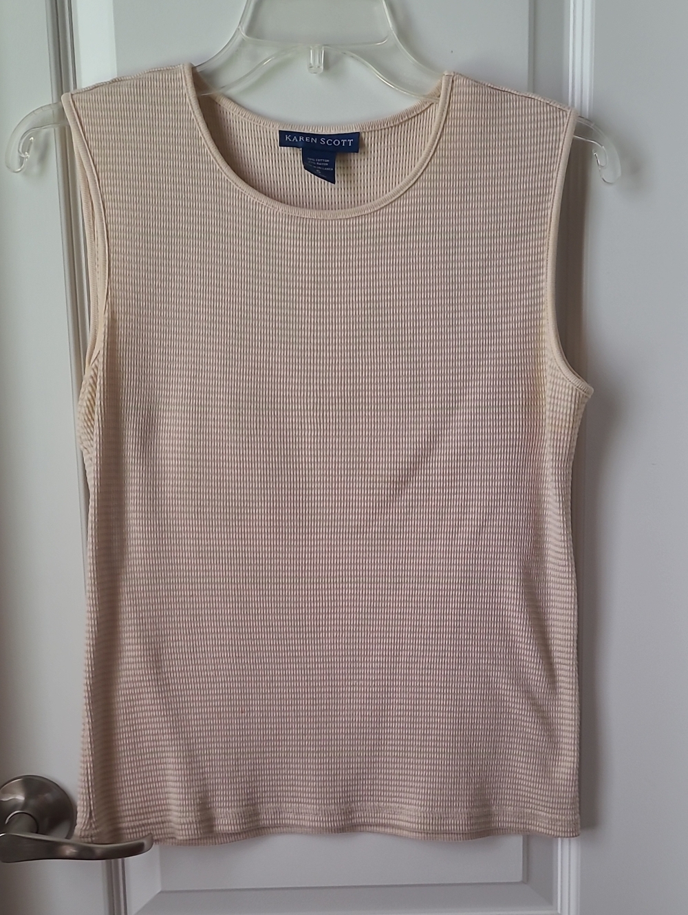 Karen Scott Ribbed Sleeveless Tank in Light Cream